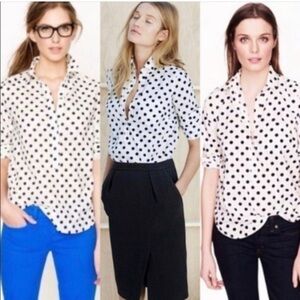J Crew Polka Dot Popover White Black size L